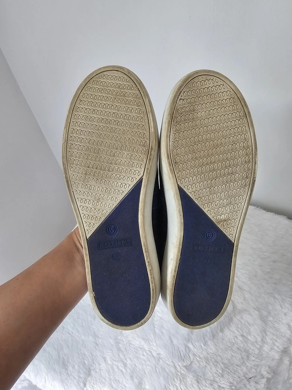 Rothy's The Sneaker Retired Indigo Gingham Slip On Shoes